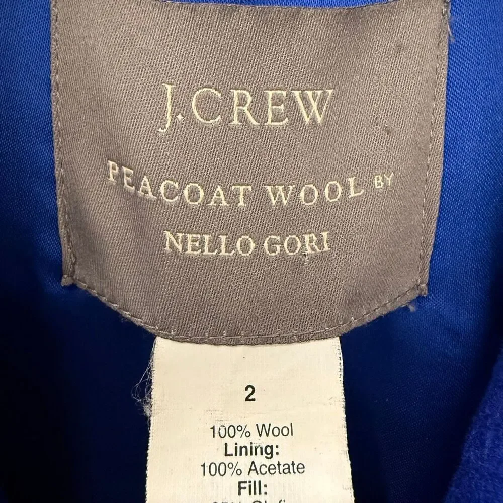 J.Crew single-breasted coat in royal blue Italian Nello Gori wool blend Size 2 - Picture 3 of 3